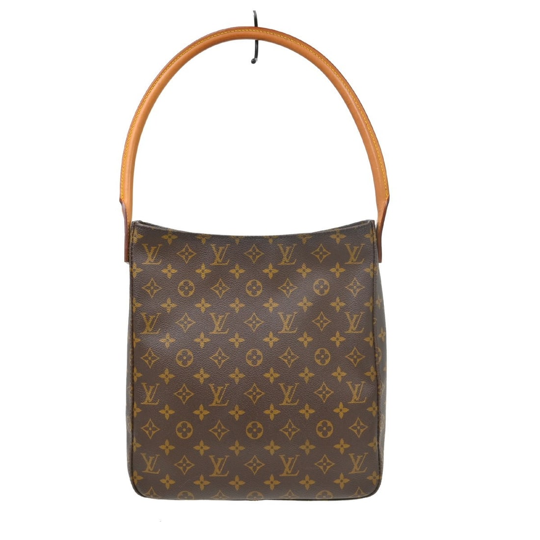Louis Vuitton Looping GM Monogram Canvas Shoulder Bag M51145: Louis Vuitton Looping GM Monogram Canvas Shoulder Bag M51145 Vintage Louis Vuitton Looping GM shoulder bag in brown Monogram canvas with leather trim and a beige leather shoulder strap. The bag featur