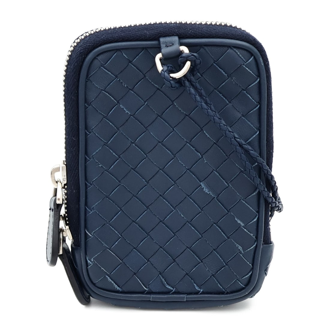 Bottega Veneta Navy Lambskin Zip Strap Pouch (1 of 16)
