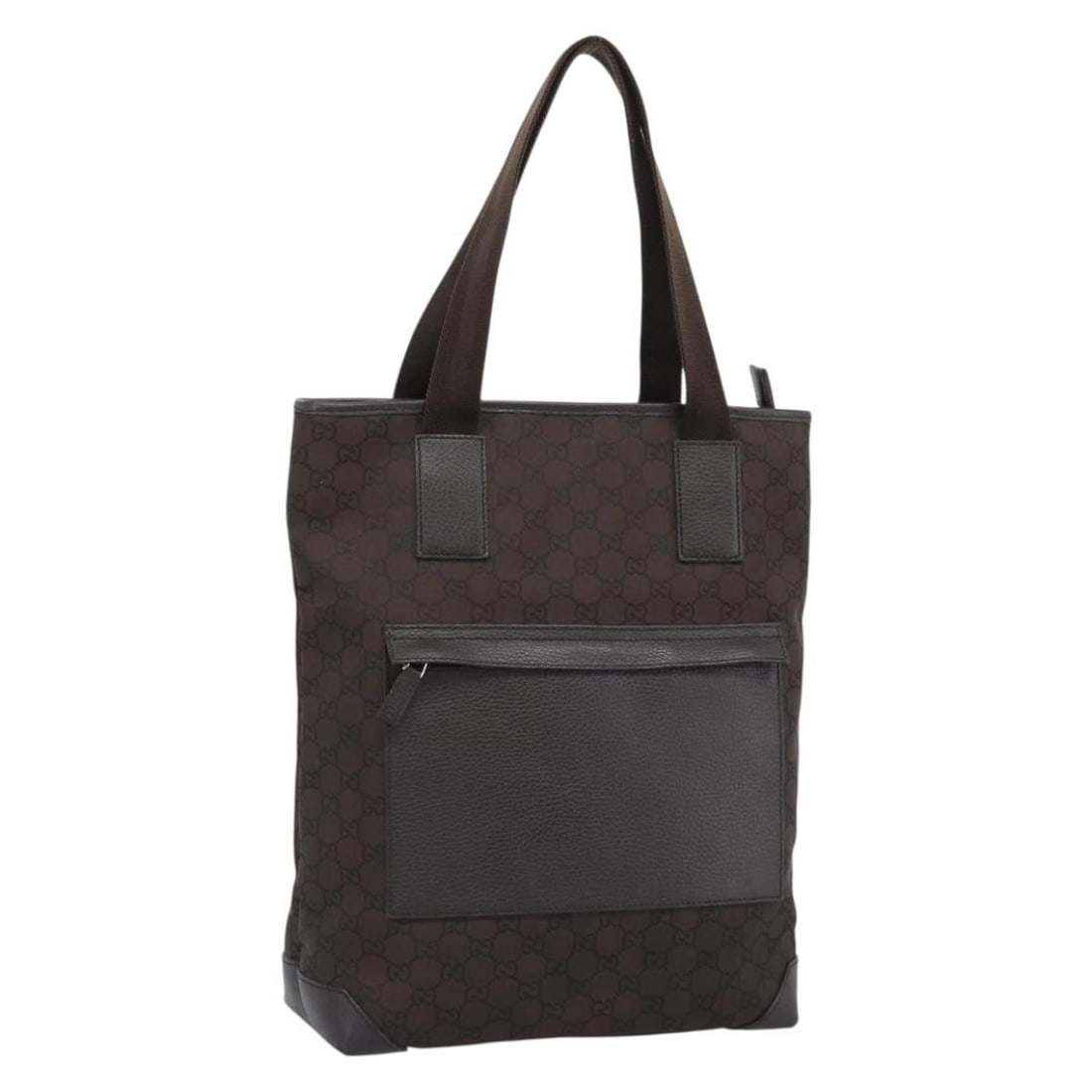 Gucci 180450 GG Canvas Nylon Tote Handbag Brown Silver: Gucci 180450 GG Canvas Nylon Tote Handbag Brown Silver Gucci tote bag in brown nylon and GG canvas with silver-tone accents. Made in Italy, this women's bag shows reasonable wear and tear with slight 
