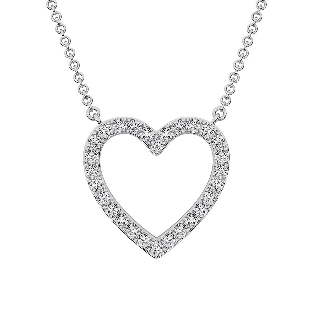 10K White Gold 1/2 Ct.Tw. Diamond Heart Necklace: 10K White Gold 1/2 Ct.Tw. Diamond Heart Necklace 10k White Gold Stone Color: G-h Stone Clarity: I1 Unless otherwise specified, pendants that include a chain are paired with our standard 18-inch length