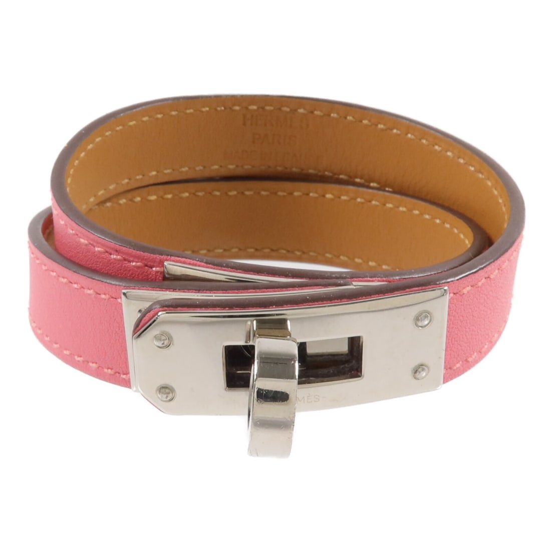 Hermes Mini Kelly Double Tour Pink Swift Leather Bracelet (1 of 12)