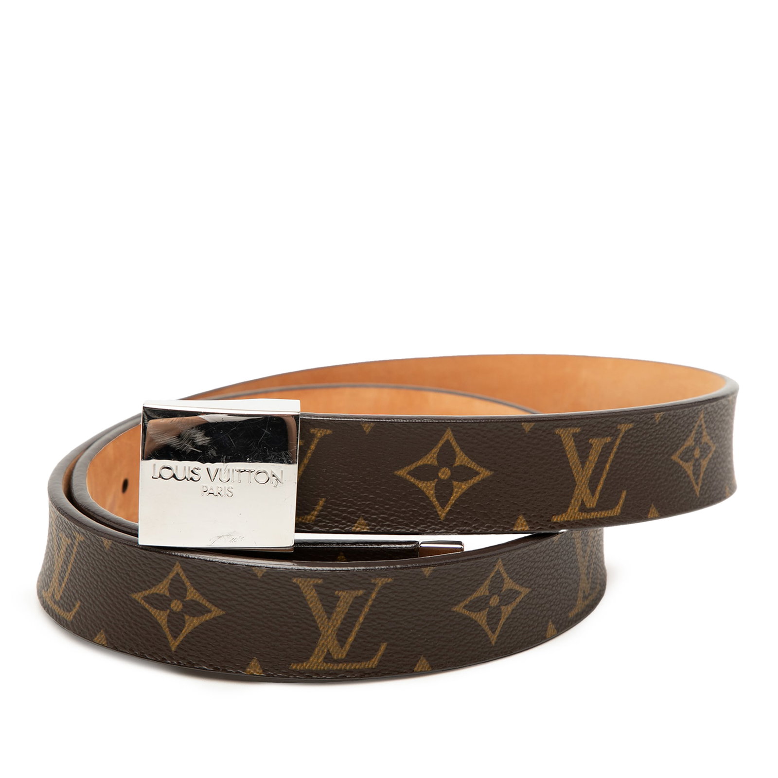 Louis Vuitton Monogram canvas adjustable brass buckle belt: Louis Vuitton Monogram canvas adjustable brass buckle belt This Louis Vuitton Monogram Ceinture Belt features a leather body with the signature monogram canvas and an adjustable brass buckle with a pe
