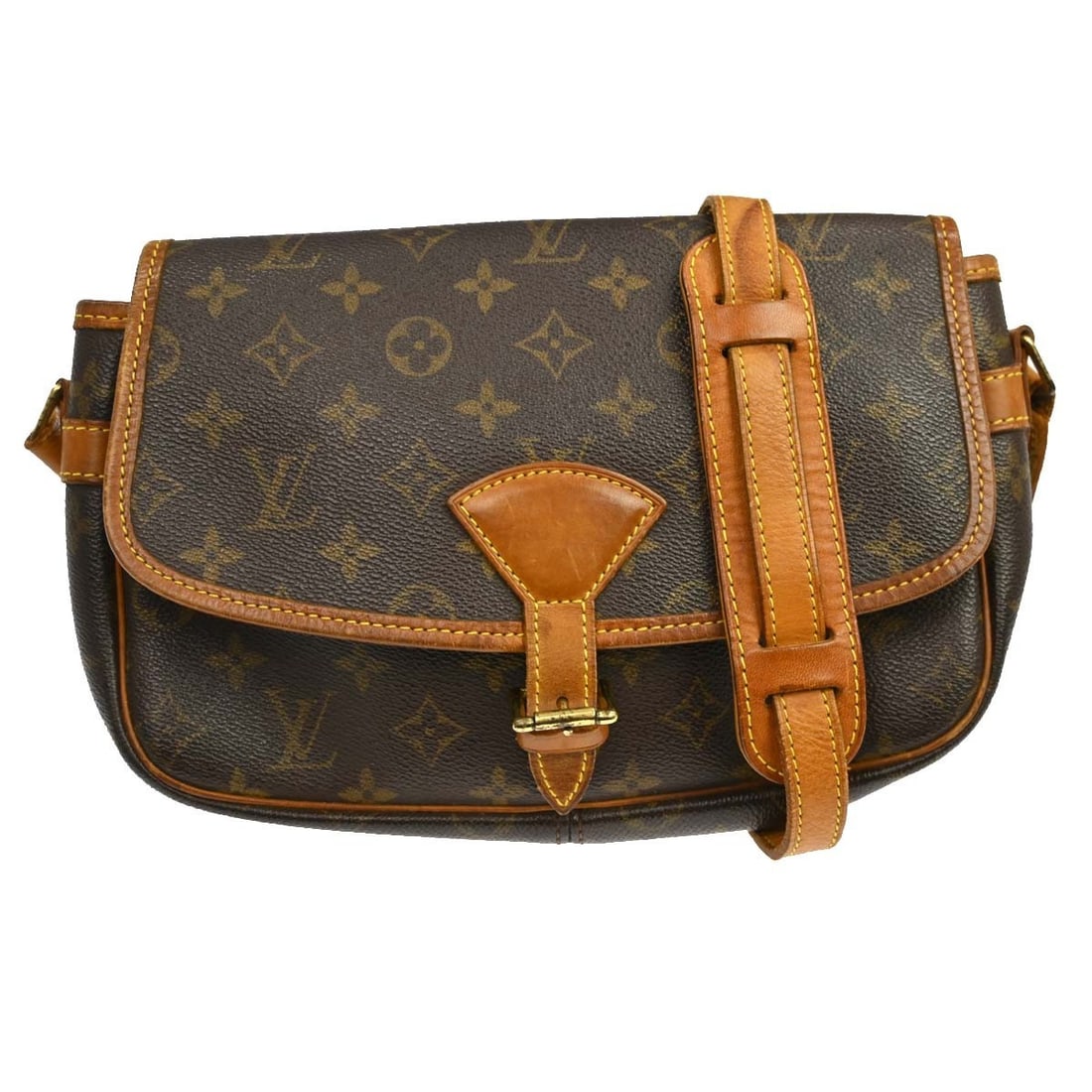 Louis Vuitton Sologne Monogram Canvas Crossbody Bag M42250: Louis Vuitton Sologne Monogram Canvas Crossbody Bag M42250 Vintage Louis Vuitton Sologne shoulder bag in brown Monogram canvas with leather trim and a flap buckle closure. Designed with an adjustable 