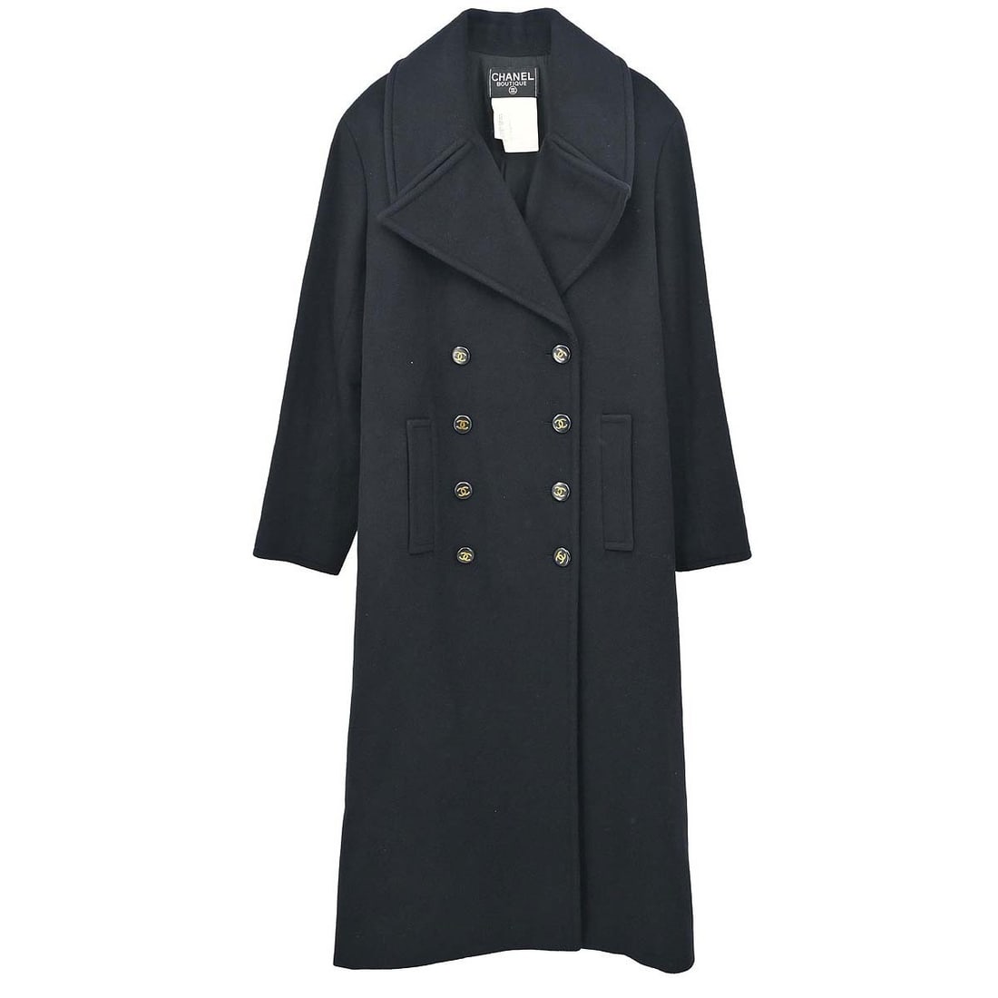 Vintage CHANEL Black Cashmere Wool Long Coat Size 38 France (1 of 18)
