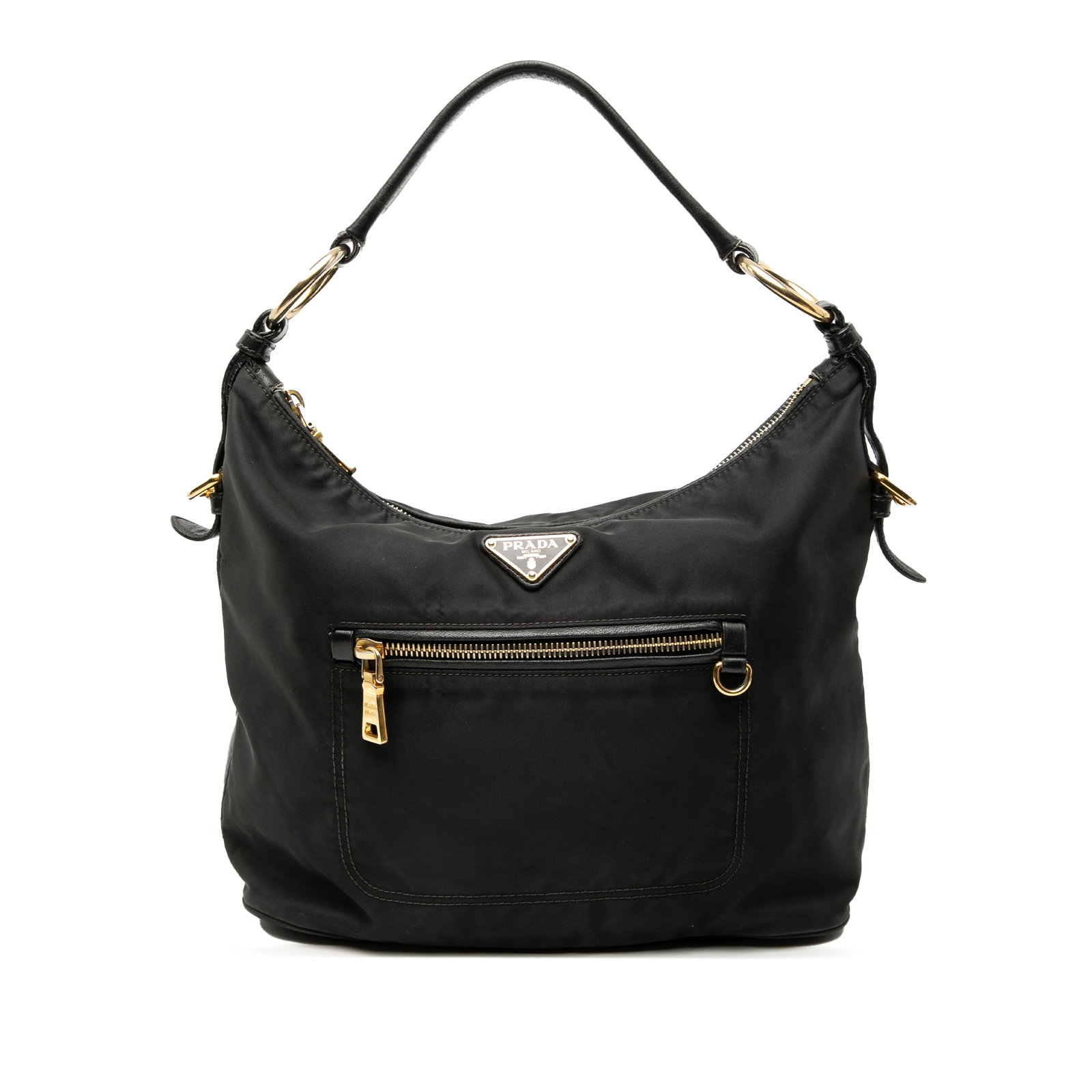 Black Prada Tessuto Nylon Shoulder Bag with Leather Trim (1 of 13)