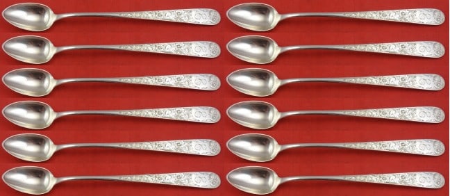 Kirk Old Maryland Engraved Sterling Silver Iced Tea Spoon Set of 12 (1 of 4)