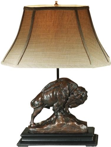 Buffalo Lodge Lamp Rustic Style Hand-Cast Resin American West (1 of 1)