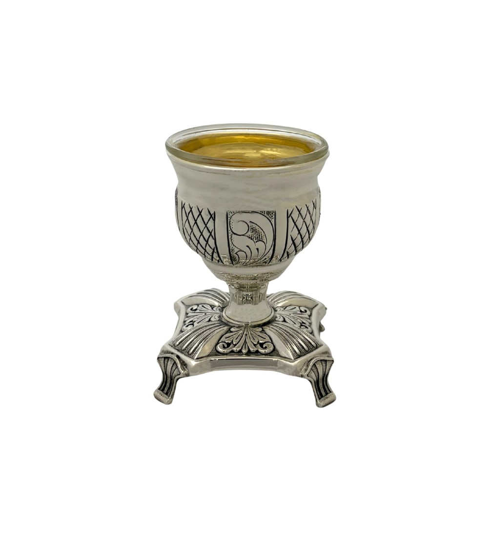 925 Sterling Silver Salt Cellar with Glass Insert and Stand (1 of 3)