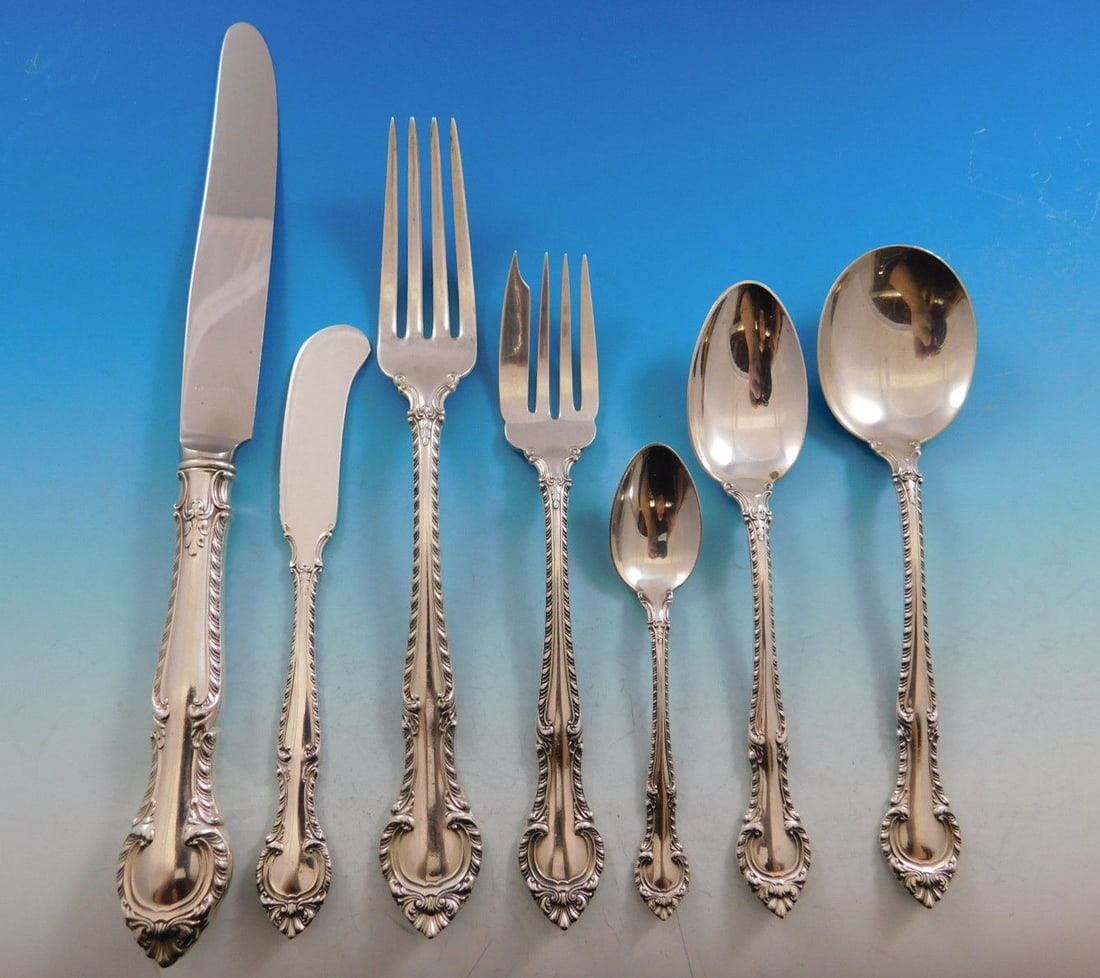 Gorham English Gadroon Sterling Silver Flatware Set 62 pcs for 8 with Storage Chest (1 of 12)