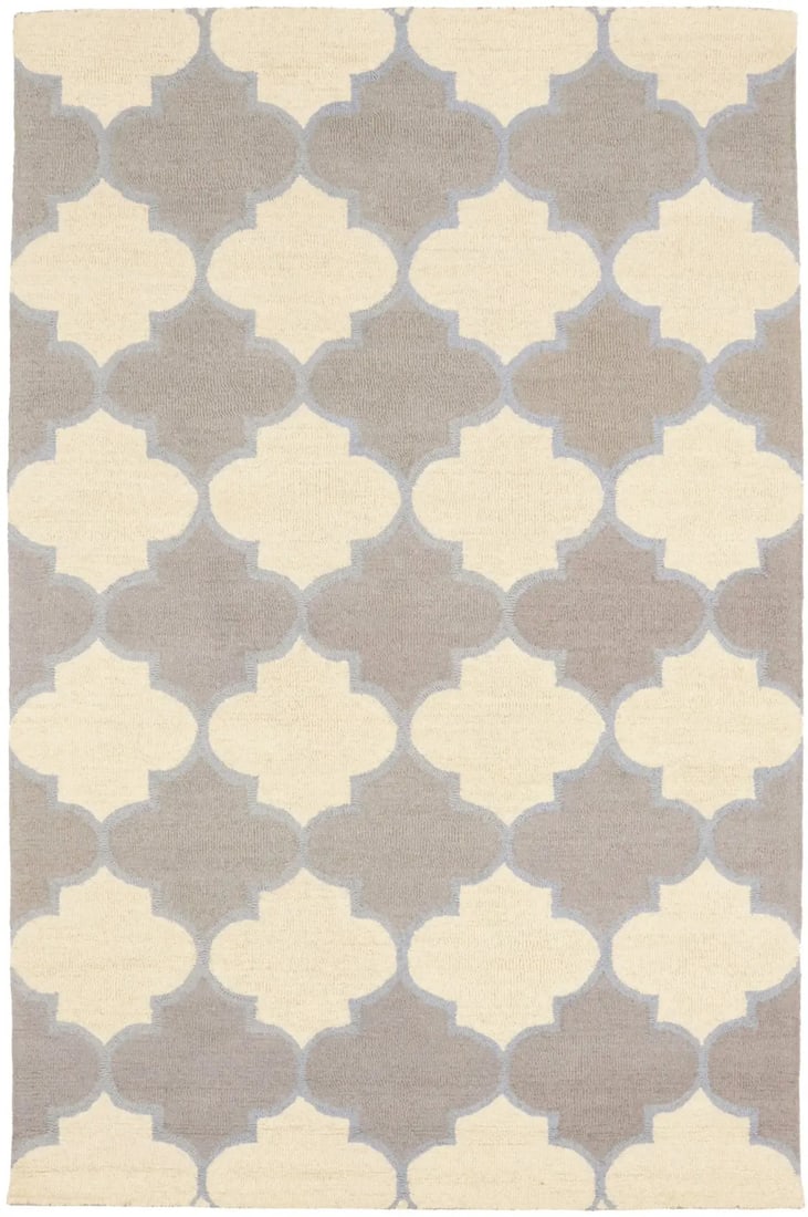 Modern Wool Trellis Pattern Area Rug 5x8 Pastel Multicolor Hand-Tufted Carpet (1 of 16)