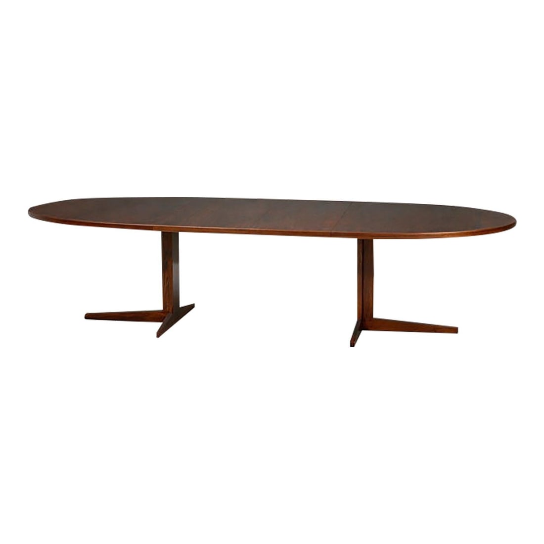 Mid Century Rosewood Oval Dining Table with 2 Leaves (1 of 9)