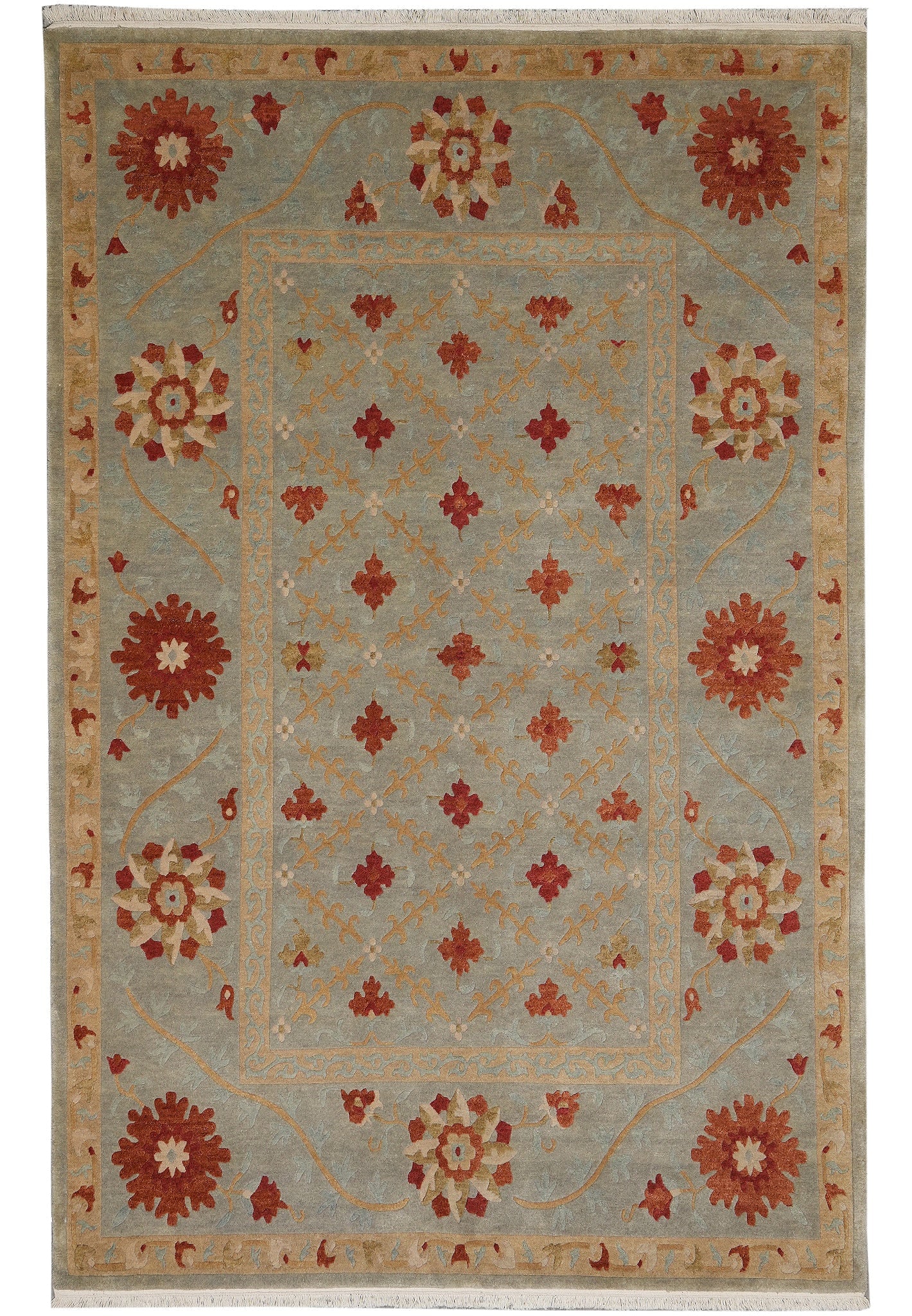 Nepal Handmade 5.5 x 8 Wool Rug Hand Knotted Traditional Design: Nepal Handmade 5.5 x 8 Wool Rug Hand Knotted Traditional Design Free continental US Shipping This 5.5 x 8 foot Nepal handmade rug is crafted using traditional hand-knotted techniques by skilled artisa