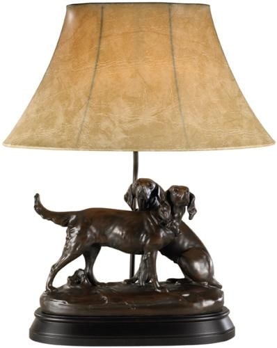 Hand-Painted Hunting Dog Table Lamp Lodge Style 150W: Hand-Painted Hunting Dog Table Lamp Lodge Style 150W This item is made at time of order. Please allow 42 to 70 days for production. Illuminate your space with this Elegant Hand-Painted Hunting Dog Lam