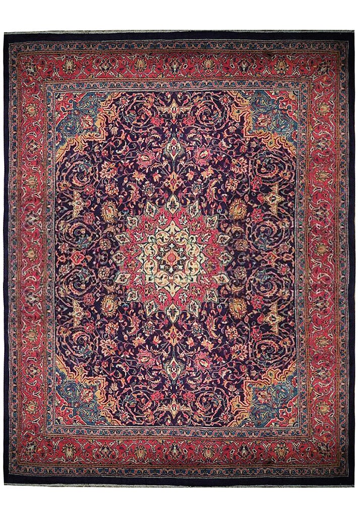 Handcrafted Blue Semi Antique Persian Sarouk Rug 9'11 x 13'1 (1 of 5)