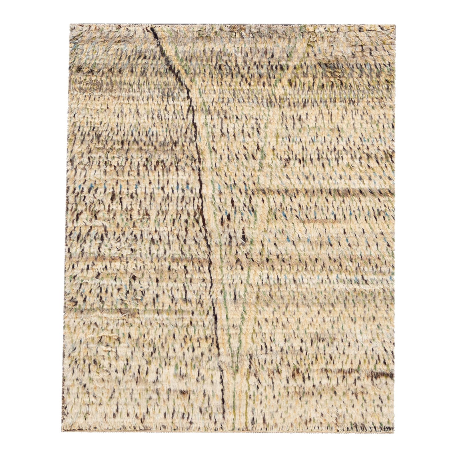 Modern Beige Moroccan Wool Rug 5'4 x 6'5 Plush Design: Modern Beige Moroccan Wool Rug 5'4 x 6'5 Plush Design Elevate your living space with this exquisite 2020s modern beige Moroccan-style wool rug. Crafted from premium quality wool, this rug features a h