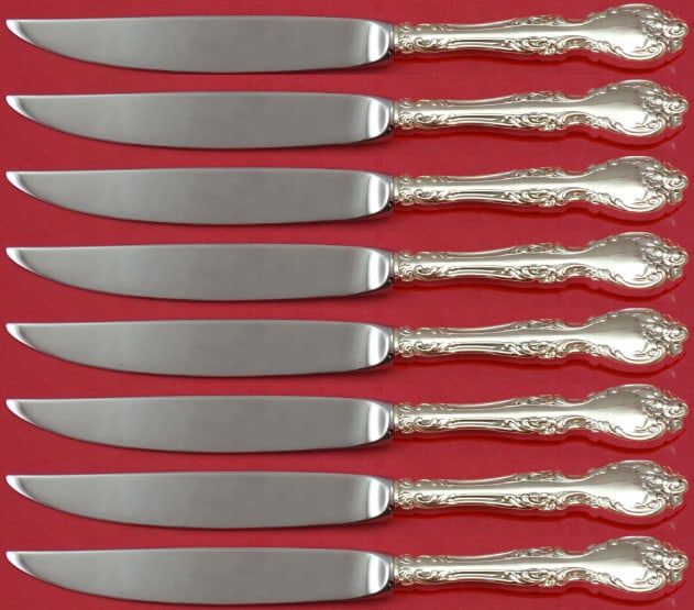 Gorham Melrose Sterling Silver Steak Knife Set 8pc Stainless Not Serrated (1 of 3)
