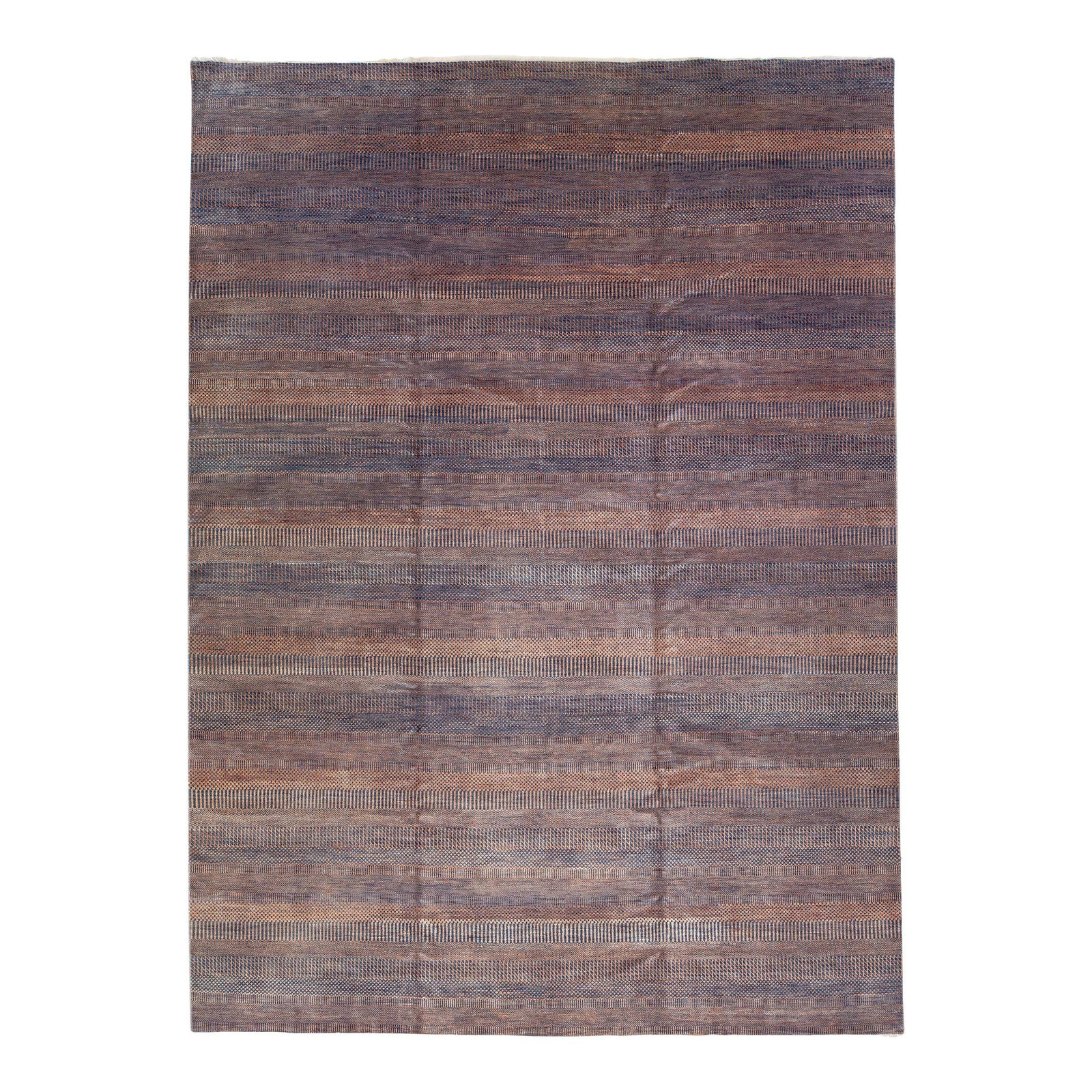 Contemporary Hand-Knotted Wool Rug 10' x 13.7' Orange Blue Geometric (1 of 7)