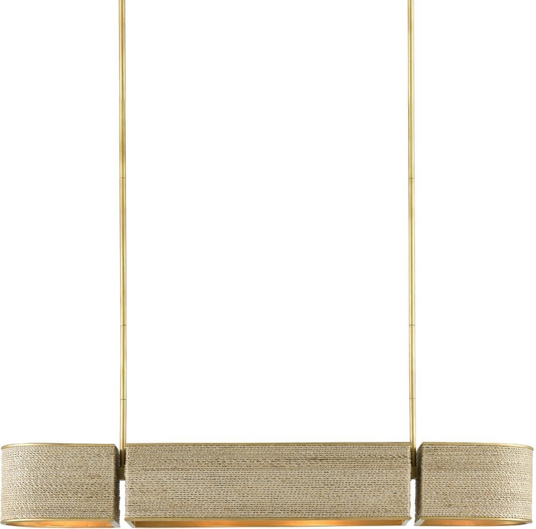 Currey Tenby Oval Chandelier Gold Finish Abaca Rope 4 Bulbs: Currey Tenby Oval Chandelier Gold Finish Abaca Rope 4 Bulbs Enhance your luxurious interiors with the Gold-Finished Tenby Oval Chandelier. This stunning bowl chandelier features a contemporary design,