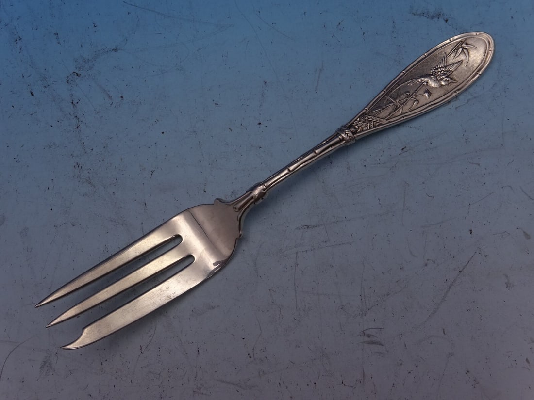 Victorian Sterling Silver 3-Tine Pie Fork Japanese Pattern by Whiting 6.5 Inch (1 of 5)