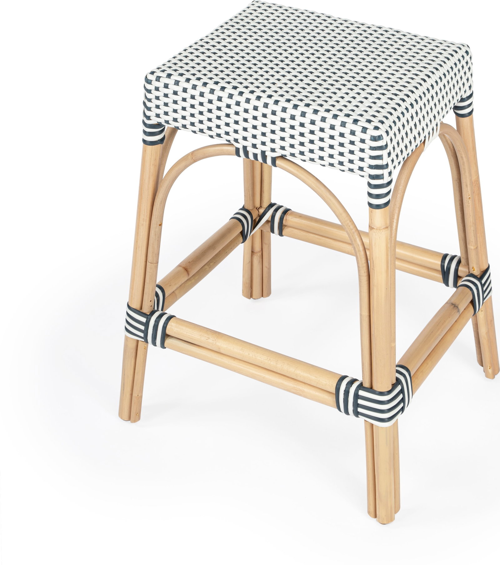 Butler Coastal Style Rattan Counter Stool Natural Blue Finish (1 of 8)