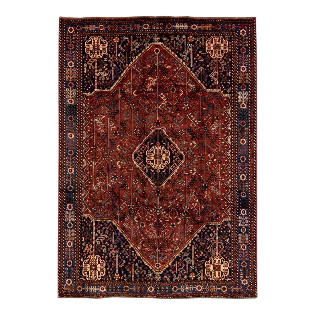 Vintage Persian Heriz Handmade Wool Rug 6'5 x 9'3 Rust Medallion: Vintage Persian Heriz Handmade Wool Rug 6'5 x 9'3 Rust Medallion Enhance your living space with this exquisite Vintage Persian Heriz Handmade Rug, featuring a stunning medallion motif in a rich rust c