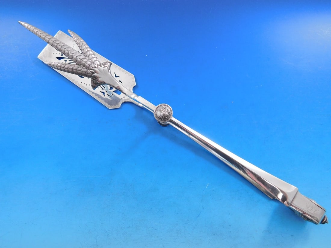 Gorham Medallion Sterling Silver Asparagus Serving Tongs 12.5 Inch (1 of 12)
