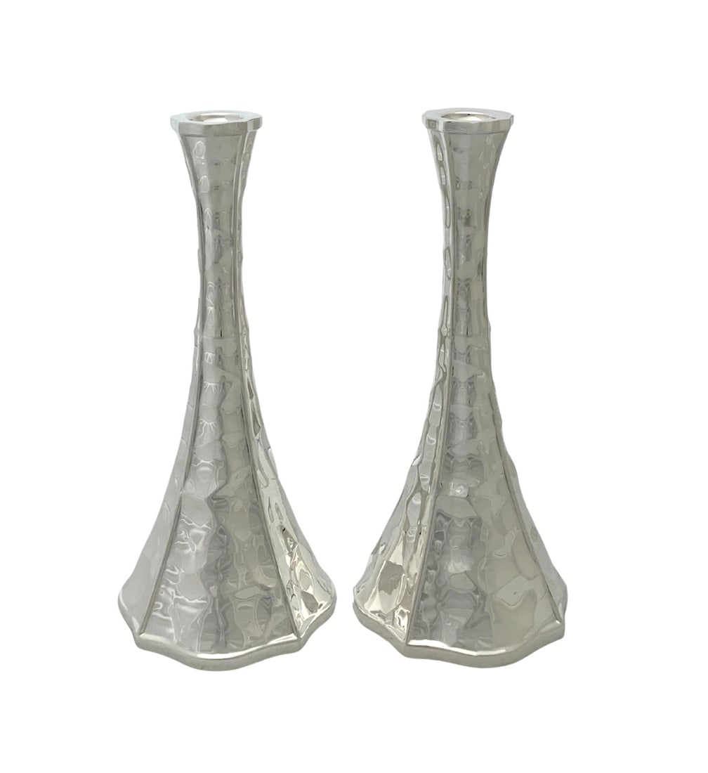 Modern Handmade 925 Sterling Silver Dimple Candlesticks 11 Inches (1 of 4)
