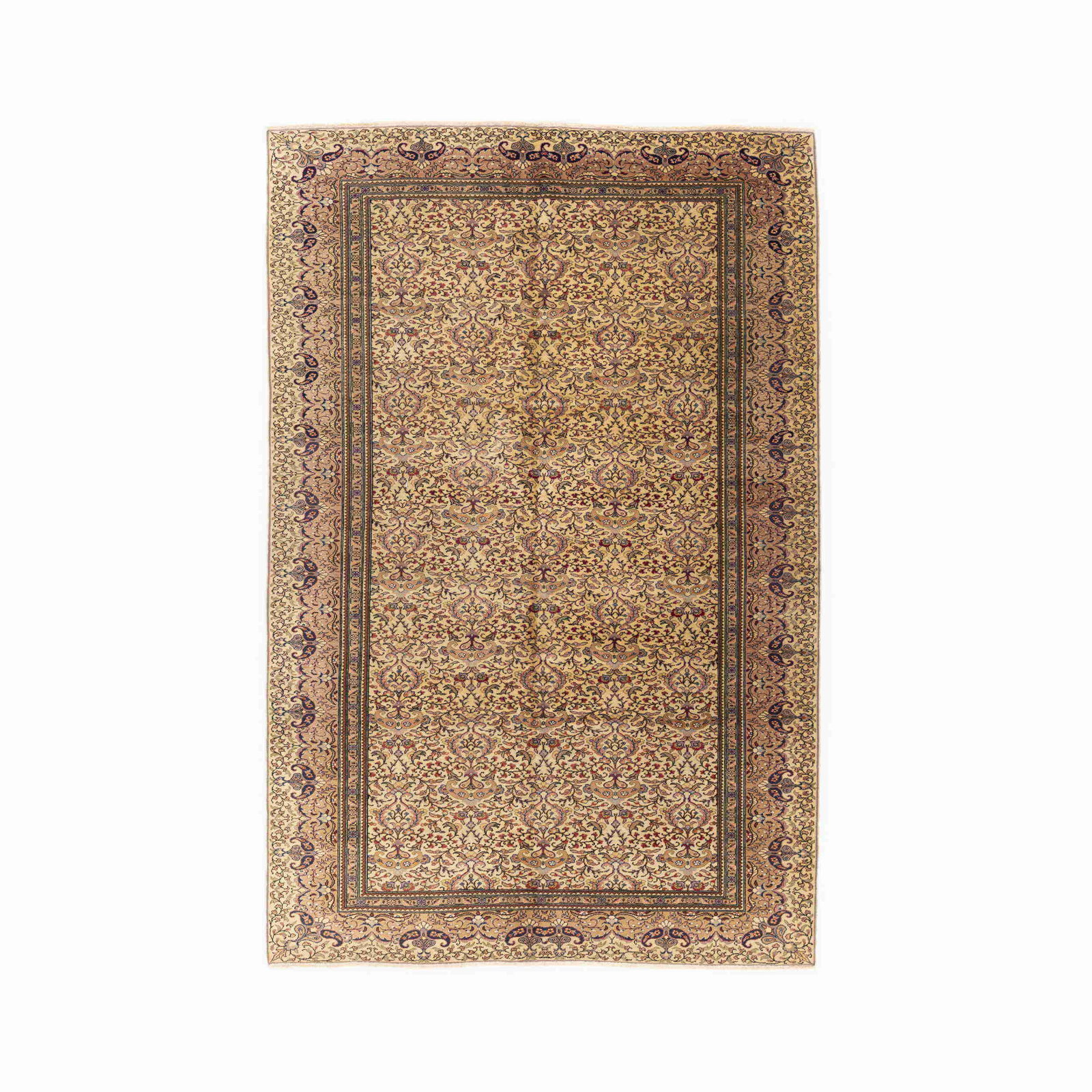 Authentic Handmade Kayseri Wool on Cotton Carpet 79.5 x 120.5 Inches: Authentic Handmade Kayseri Wool on Cotton Carpet 79.5 x 120.5 Inches Experience the elegance of authentic handmade Kayseri carpet, meticulously crafted from premium wool on cotton. This exquisite piec