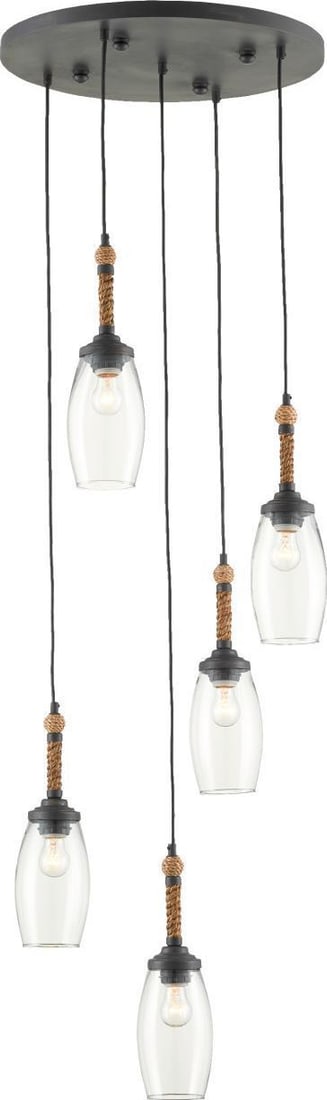 Hightider Abaca Rope and Glass Multi-Light Pendant by Currey (1 of 2)