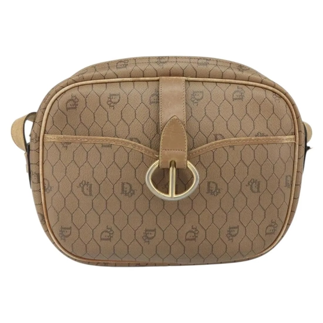 Christian Dior Vintage Honeycomb Shoulder Bag Beige Canvas Leather: Christian Dior Vintage Honeycomb Shoulder Bag Beige Canvas Leather This Christian Dior vintage Honeycomb shoulder bag features a beige canvas body with leather accents. Designed for women, the bag inc