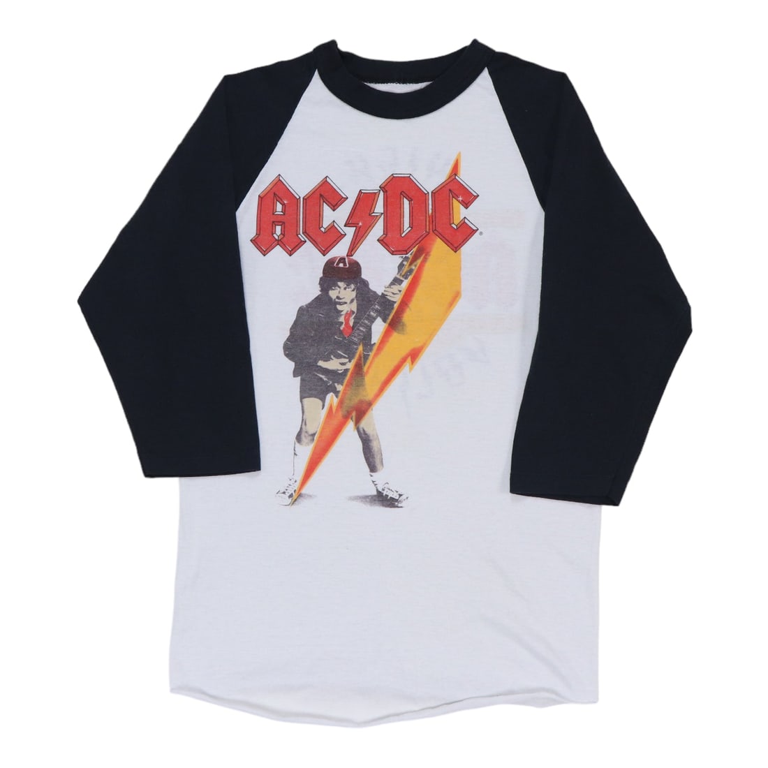 Vintage 1980s ACDC High Voltage Graphic Jersey Shirt White Poly Cotton (1 of 4)