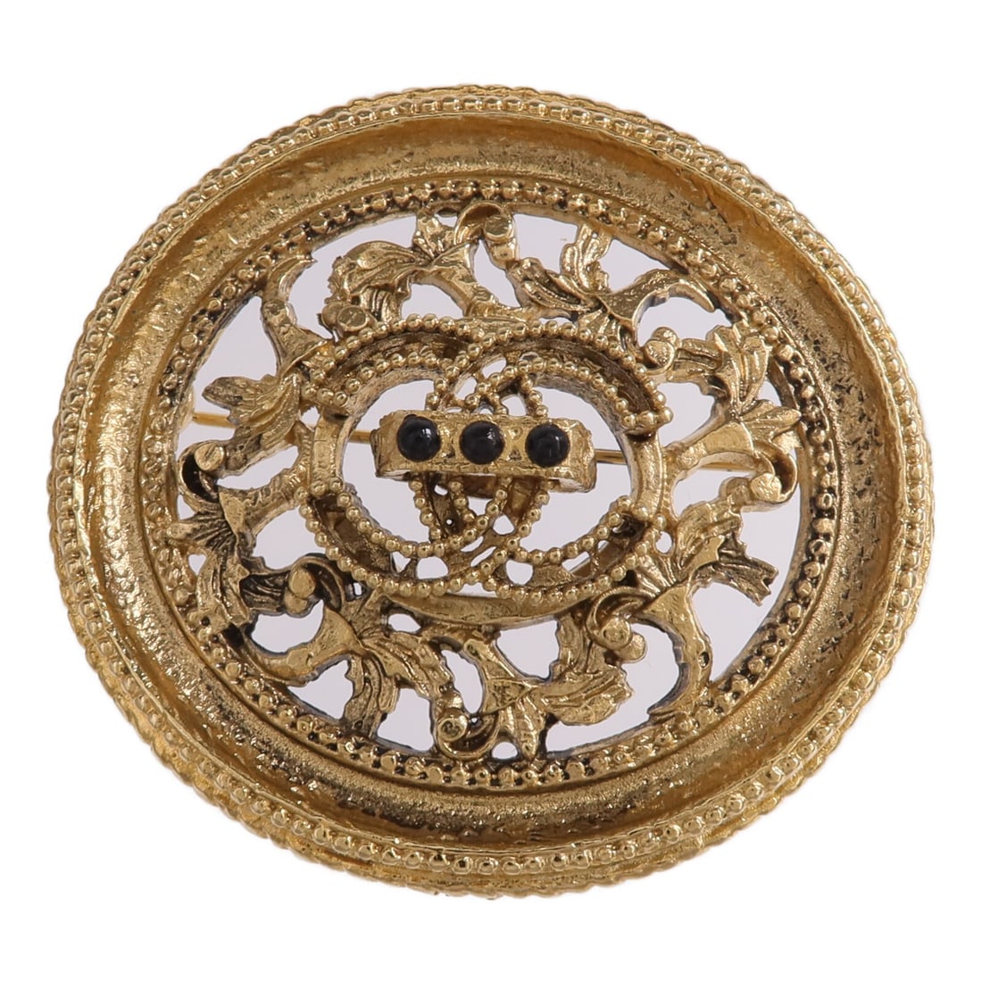 Chanel Black and Gold Metal CC Logo Women's Brooch: Chanel Black and Gold Metal CC Logo Women's Brooch This CHANEL brooch features the iconic CC design in black and gold tones. Crafted for women, it is made of mixed materials and showcases a stylish an
