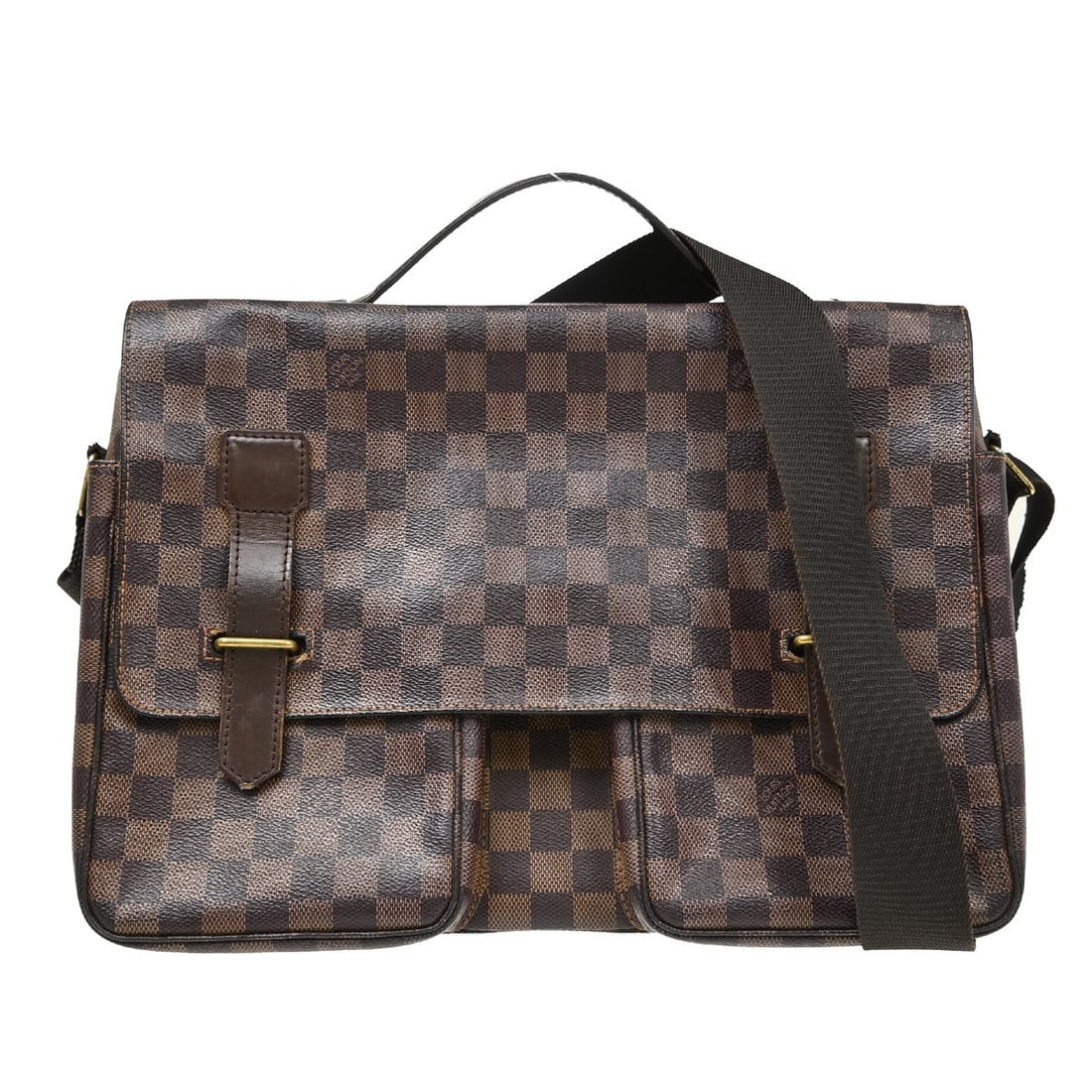 Louis Vuitton Broadway N42270 Damier Crossbody Flap Bag: Louis Vuitton Broadway N42270 Damier Crossbody Flap Bag Louis Vuitton Damier Broadway 2-way handbag in Ebene brown Damier canvas and leather. This unisex business-style crossbody bag features a flap c