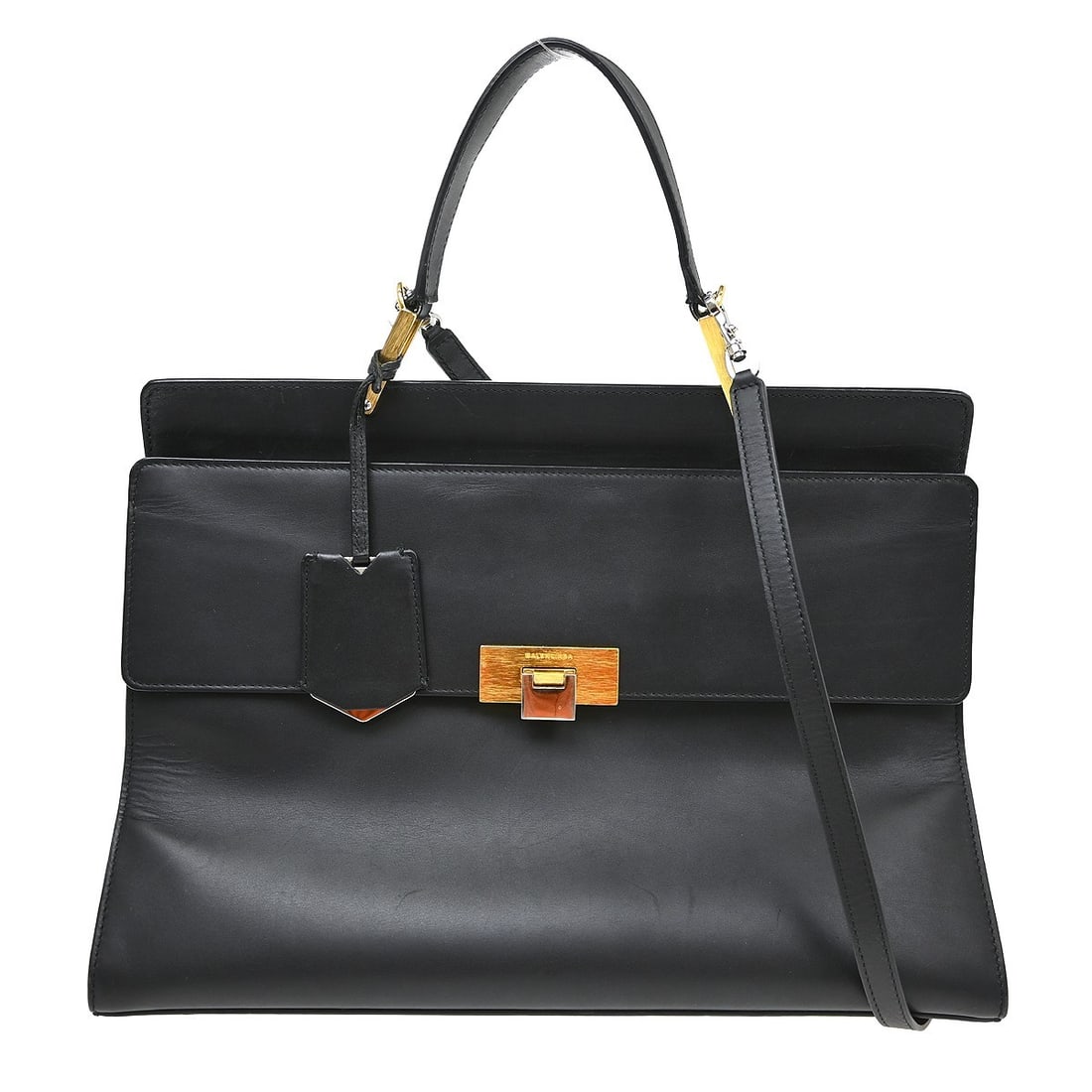 Balenciaga Le Dix Black Leather Top Handle Bag with Strap Mirror (1 of 9)