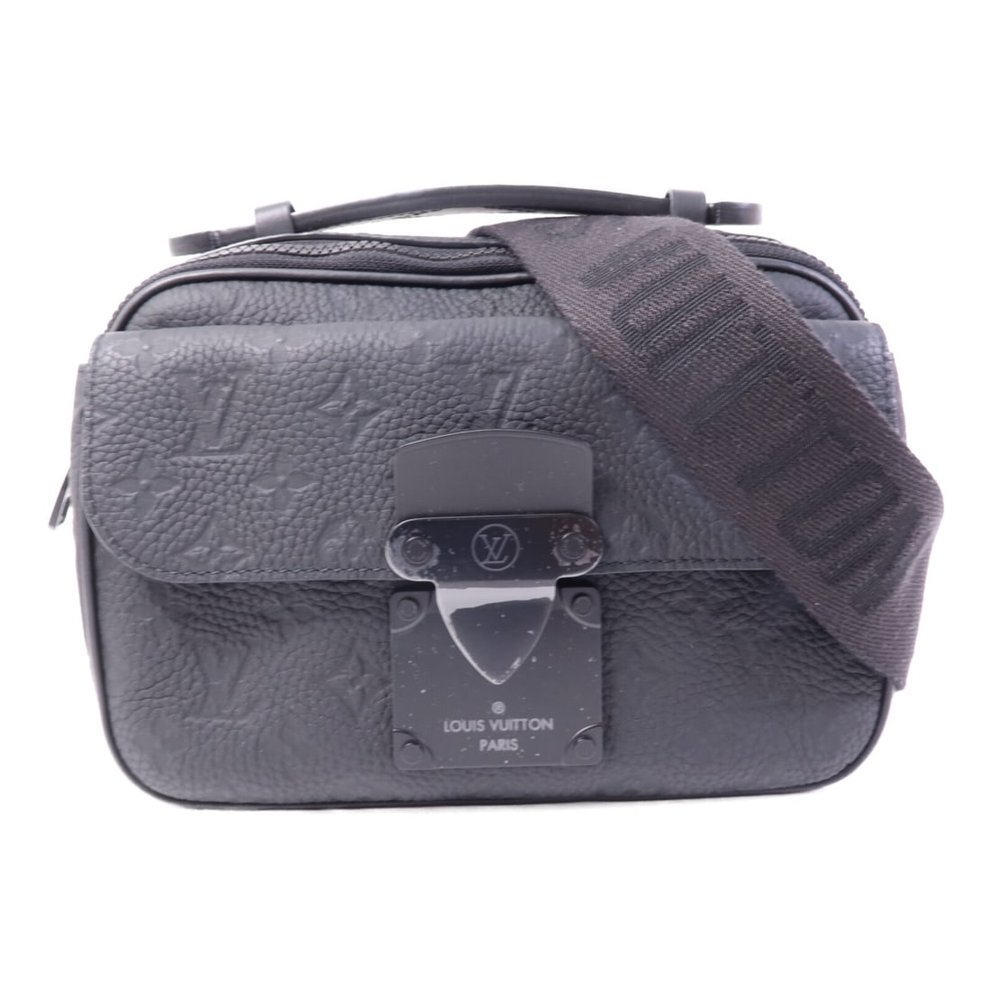 Louis Vuitton S Lock Monogram Taurillon Black Calfskin Shoulder Bag M58489: Louis Vuitton S Lock Monogram Taurillon Black Calfskin Shoulder Bag M58489 This Louis Vuitton S Lock shoulder bag features a Monogram Taurillon design crafted from black calfskin leather. Designed for