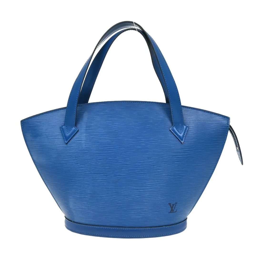 Louis Vuitton Saint Jacques blue leather handbag: Louis Vuitton Saint Jacques blue leather handbag Louis Vuitton Saint Jacques bag in blue Epi leather. This piece is made in France and is presented in good overall condition. The exterior shows scuffs