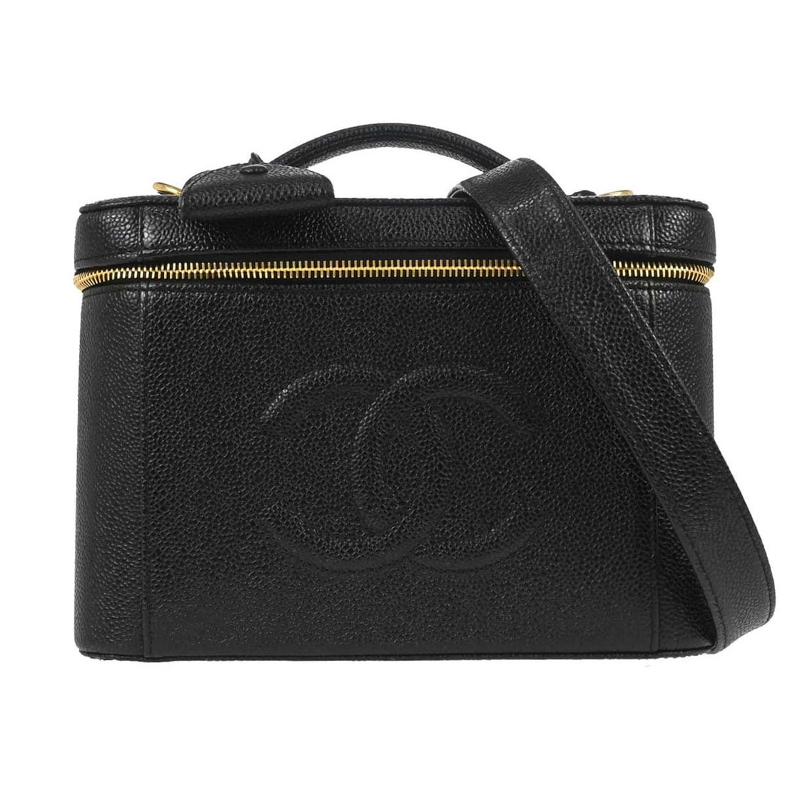 CHANEL Vanity 2way Handbag Black Caviar Leather with Strap (1 of 15)