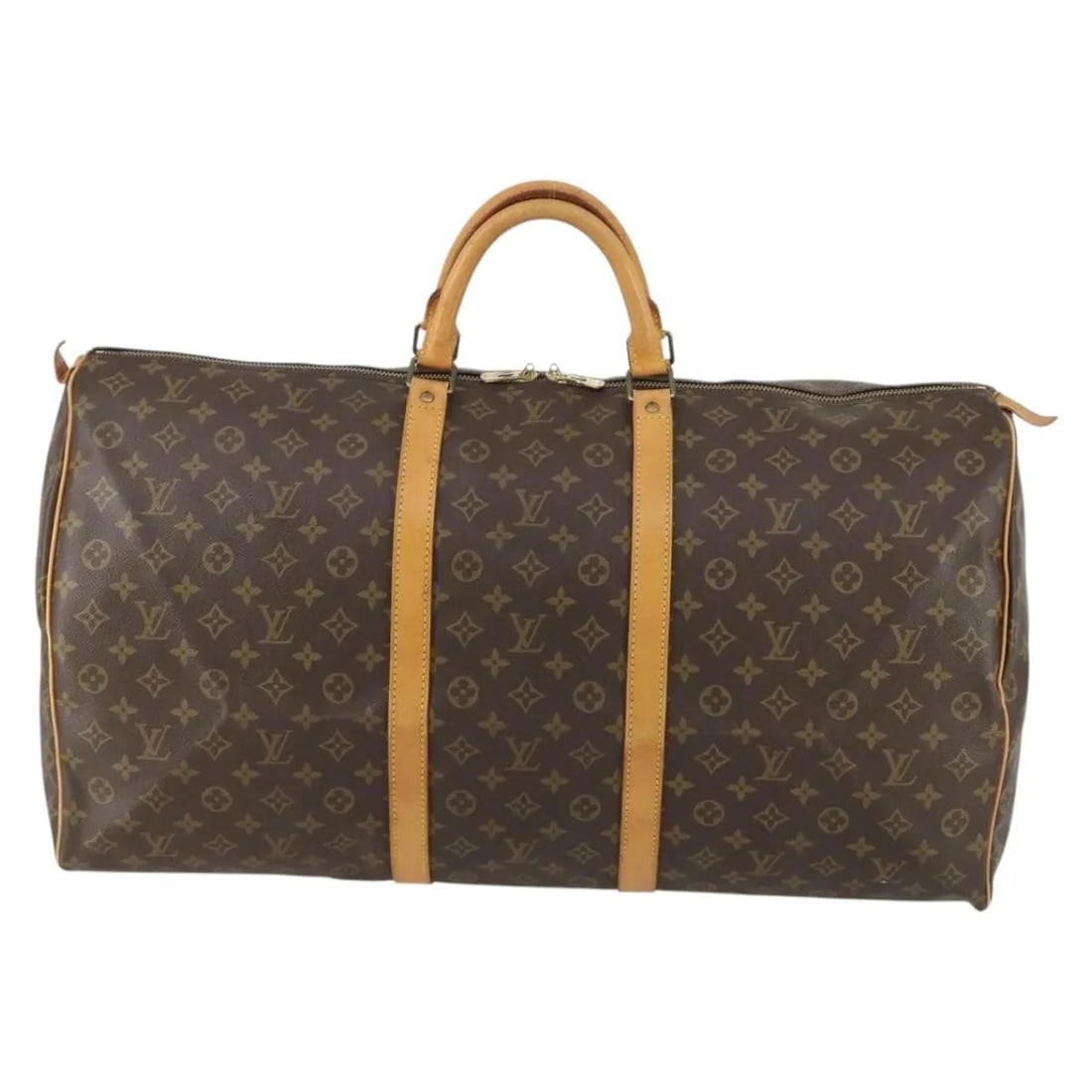 Louis Vuitton Keepall Monogram Canvas Travel Bag 60cm: Louis Vuitton Keepall Monogram Canvas Travel Bag 60cm This Louis Vuitton Keepall Bag features the iconic Monogram canvas design in brown, offering a spacious and classic unisex travel option. The bag 