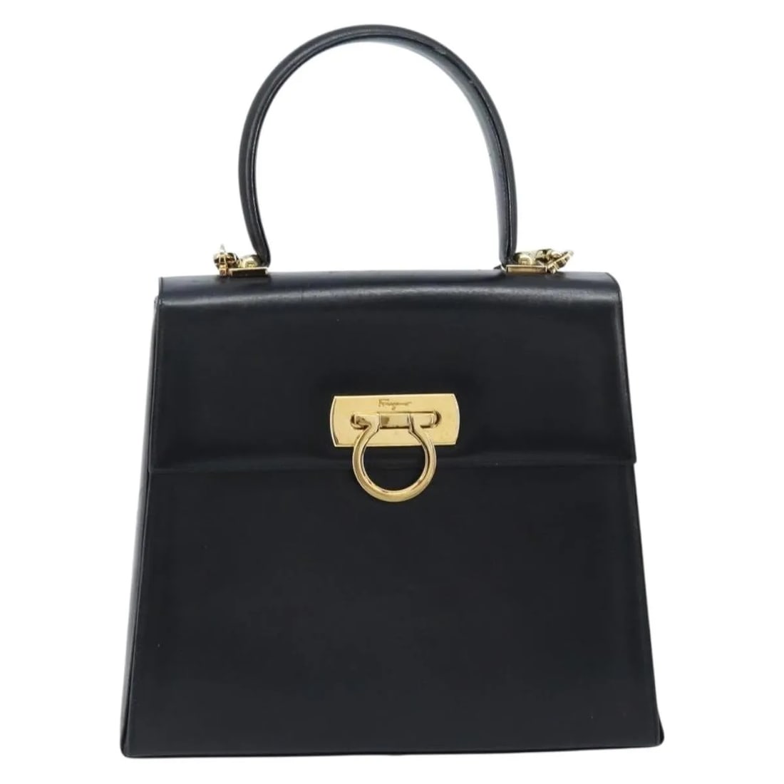 Gancini Convertible Black Leather Top Handle Bag by Salvatore Ferragamo: Gancini Convertible Black Leather Top Handle Bag by Salvatore Ferragamo This Salvatore Ferragamo Gancini Convertible Top Handle Bag is crafted from black leather and features a versatile design with b