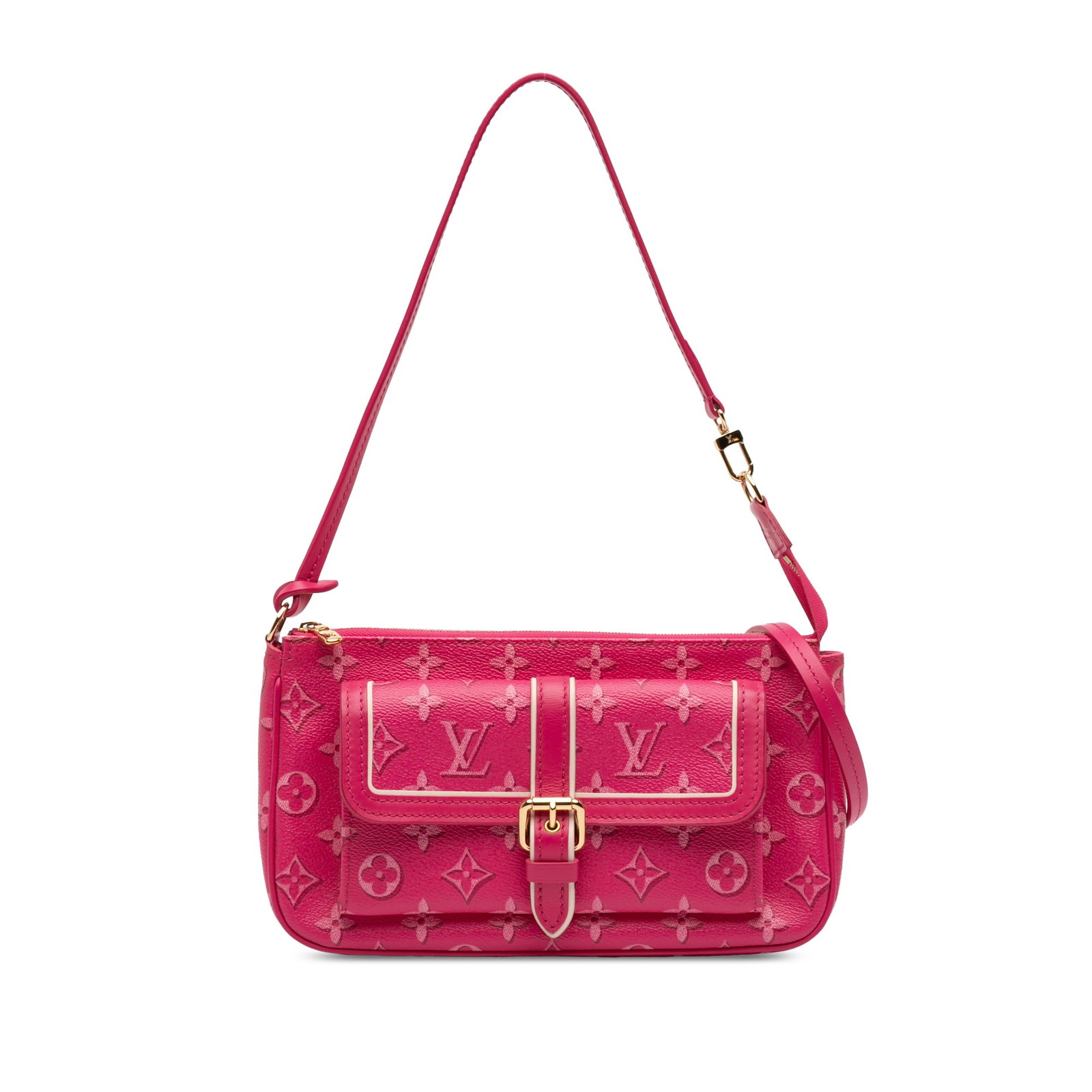 Louis Vuitton Maxi Multi Pochette Monogram Pink Canvas Bag: Louis Vuitton Maxi Multi Pochette Monogram Pink Canvas Bag This Louis Vuitton Fall For You Monogram Maxi Multi Pochette Accessoires features a monogram canvas body with leather trim, a flat leather st