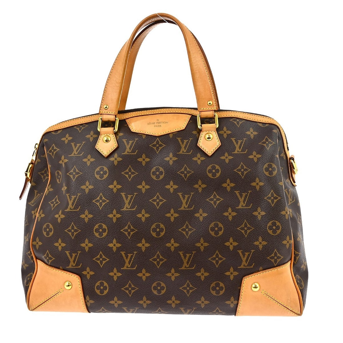 Louis Vuitton Retiro GM Monogram Canvas Handbag M40324 AR3141: Louis Vuitton Retiro GM Monogram Canvas Handbag M40324 AR3141 Vintage Louis Vuitton Retiro GM handbag in brown Monogram canvas with leather trim and double beige handles. This zip-top handbag features