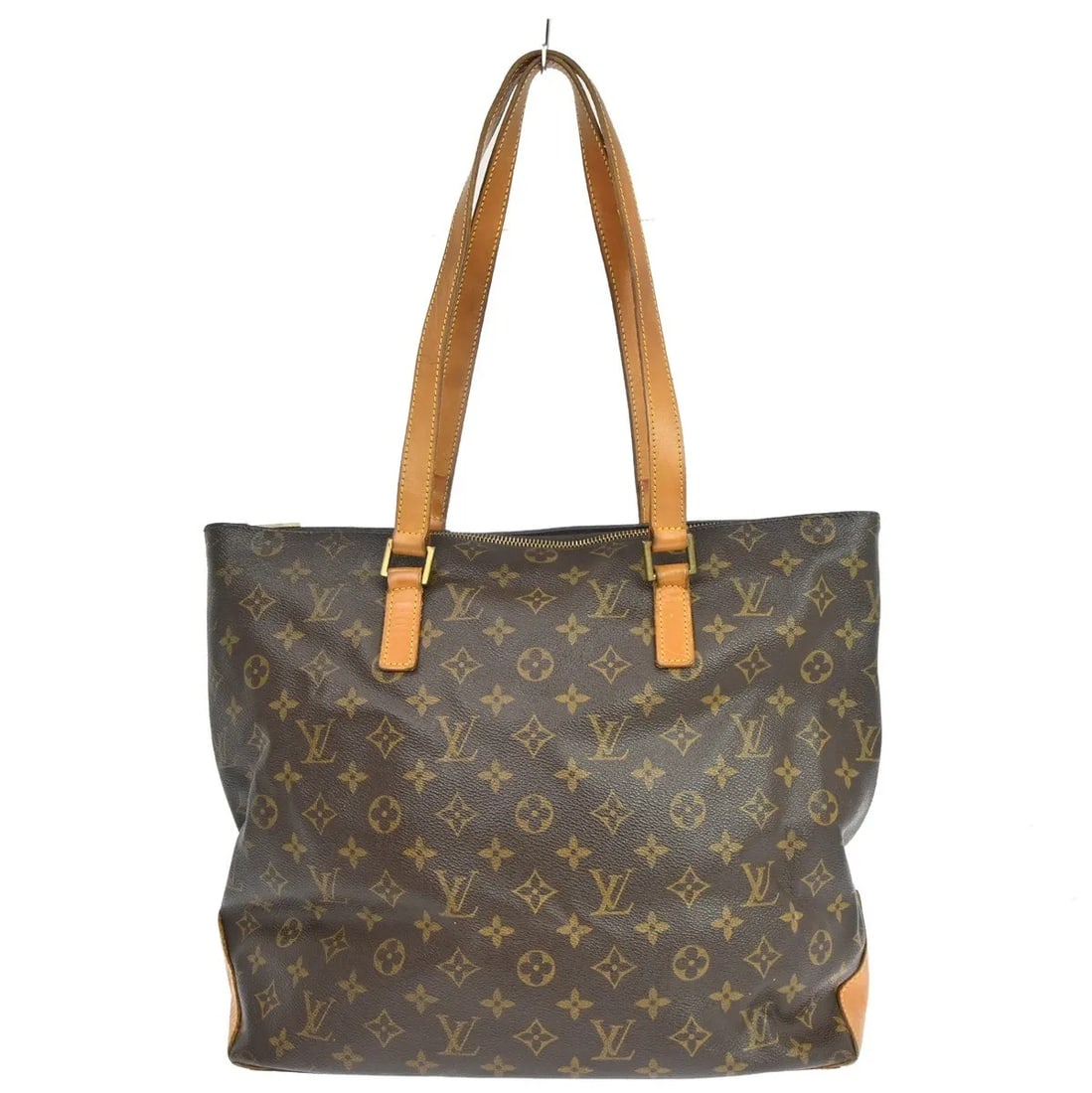 Louis Vuitton Cabas Mezzo Brown Monogram Canvas Tote: Louis Vuitton Cabas Mezzo Brown Monogram Canvas Tote Louis Vuitton Cabas Mezzo in monogram canvas. This vintage shoulder bag shows fair overall condition with visible wear from use, including scuffs, 