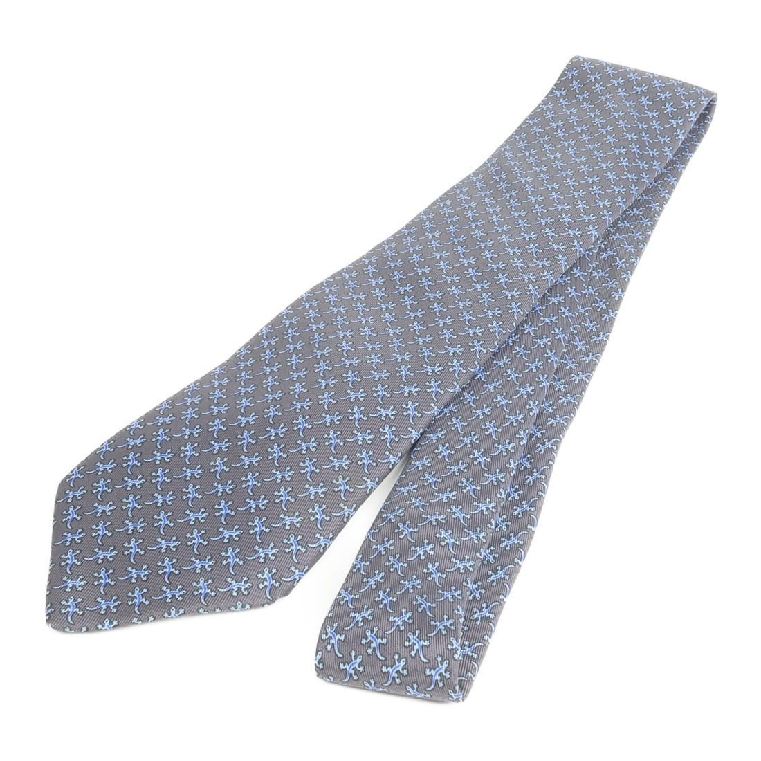Silk Mens Necktie by HERMES in Gray and Blue (1 of 8)