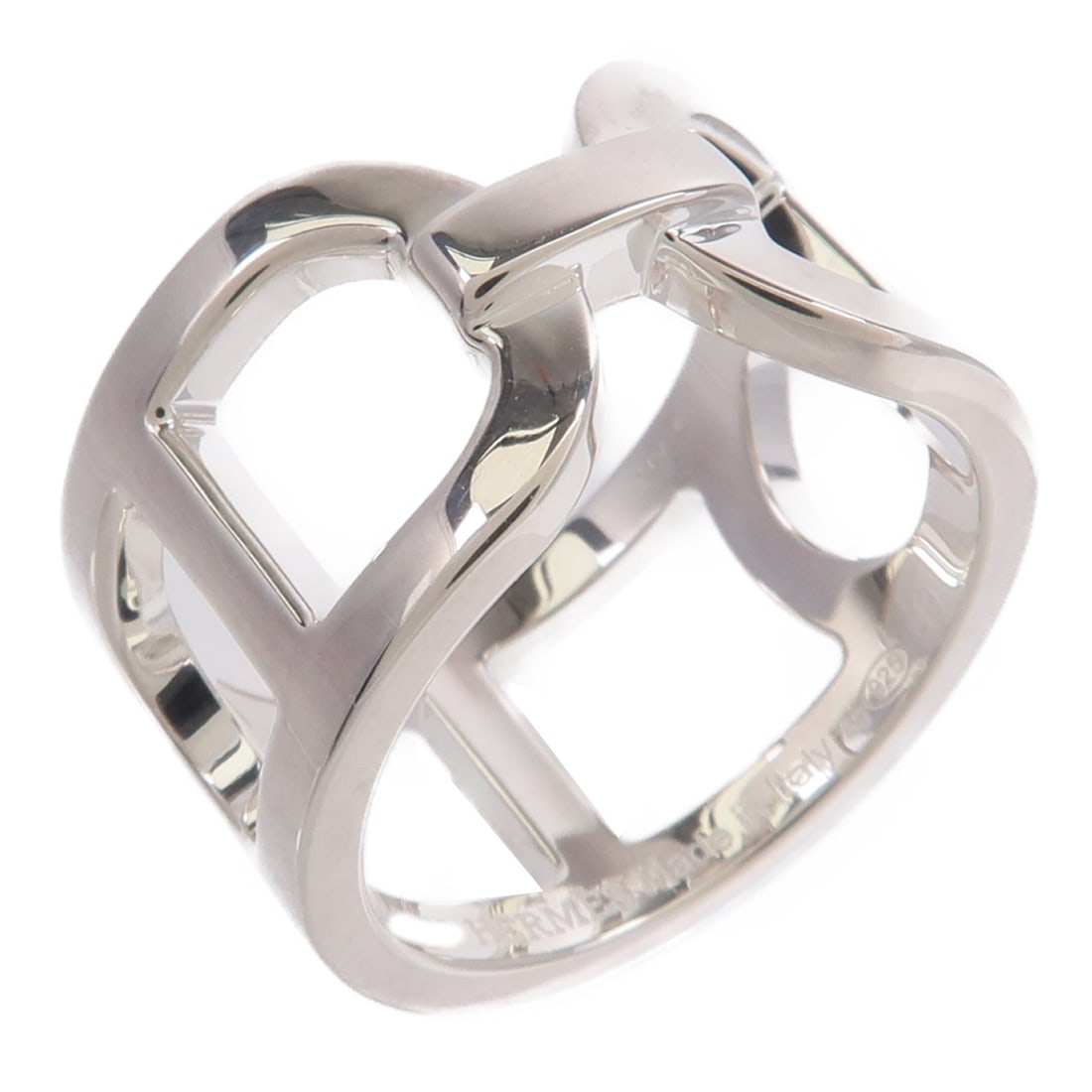 Hermes Ever Chaine d'Ancre 925 Sterling Silver Ring Size 5: Hermes Ever Chaine d'Ancre 925 Sterling Silver Ring Size 5 This HERMES Ever Chaine d'Ancre ring is crafted from 925 sterling silver and features a sleek, minimalist design. Sized for women, this ring 