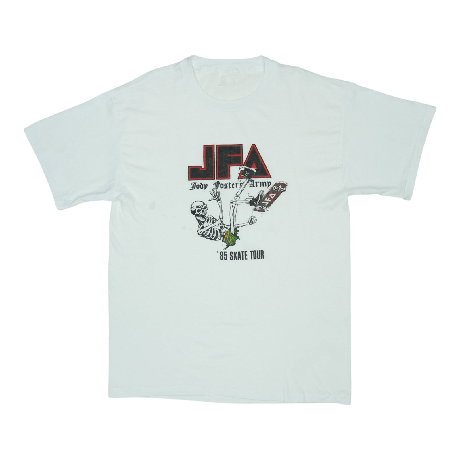 Vintage 1985 Jody Foster's Army Skate Tour White Poly Cotton T Shirt (1 of 8)