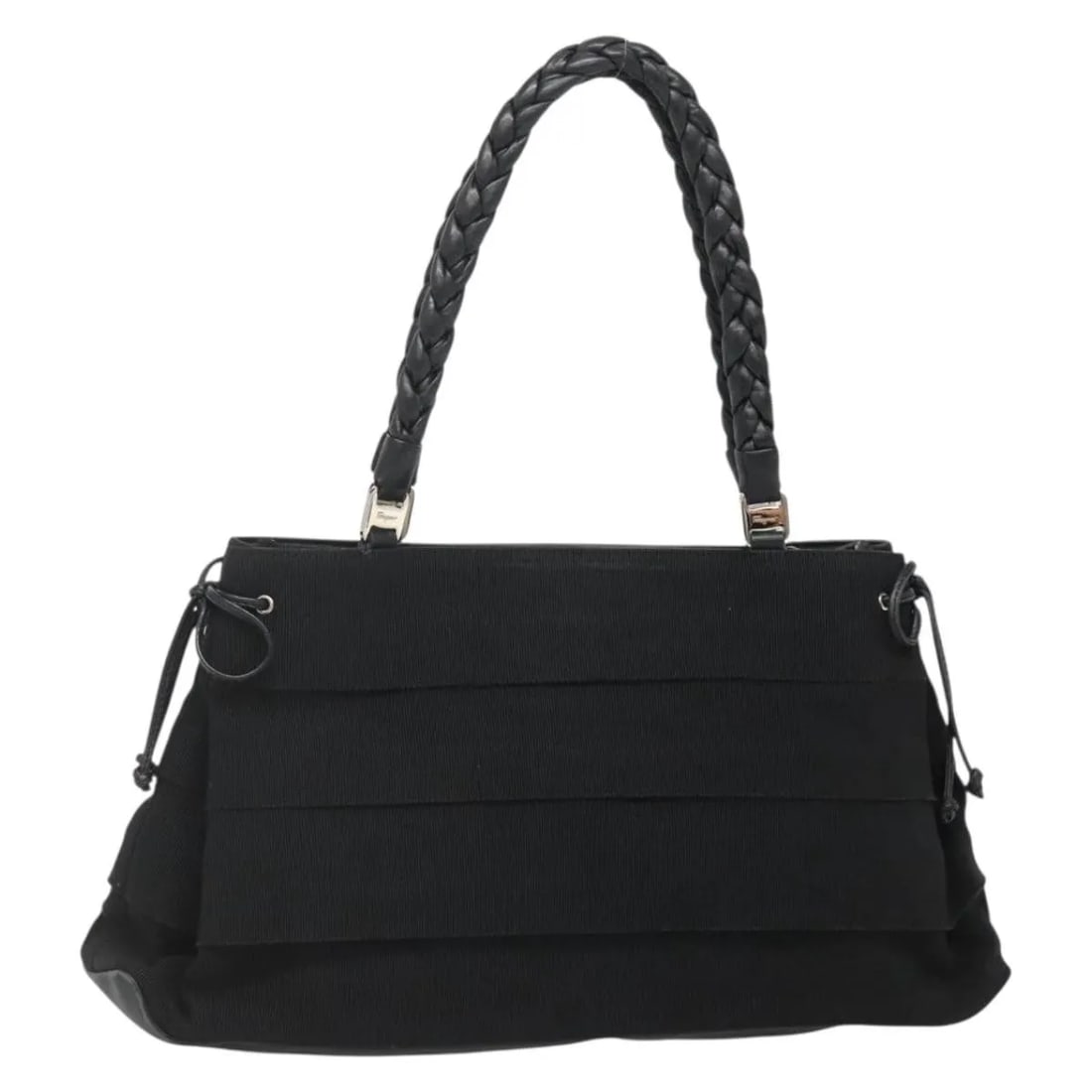 Salvatore Ferragamo Vala Black Canvas Tote Bag 40cm: Salvatore Ferragamo Vala Black Canvas Tote Bag 40cm This Salvatore Ferragamo Vala tote is crafted from black canvas with leather details and metal fittings. The bag shows signs of wear including rubbi