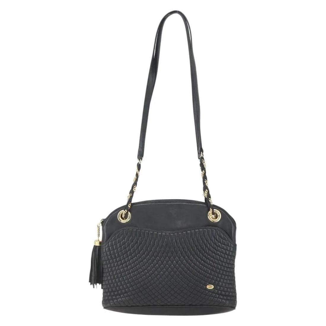 Bally Vintage Chain Shoulder Bag in Black Quilted Leather: Bally Vintage Chain Shoulder Bag in Black Quilted Leather This Bally vintage chain shoulder bag features quilted black leather with a classic design. The bag includes a chain shoulder strap and metal 