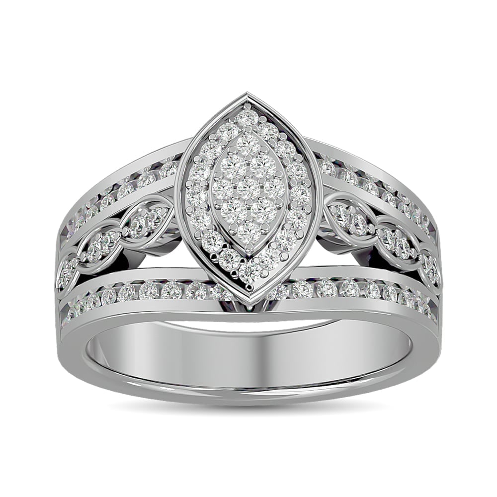 Diamond Engagement Ring 1/2 Ct.tw in 10K White Gold: Diamond Engagement Ring 1/2 Ct.tw in 10K White Gold 10k White Gold Stone Color: Gh Stone Clarity: I1 Each ring is presented in standard size 6.5. Complimentary resizing is available between sizes 510 