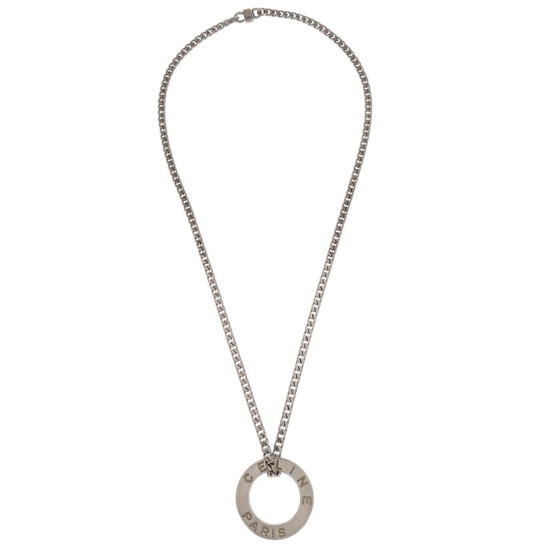 Celine silver plated pendant necklace with round medallion charm (1 of 4)