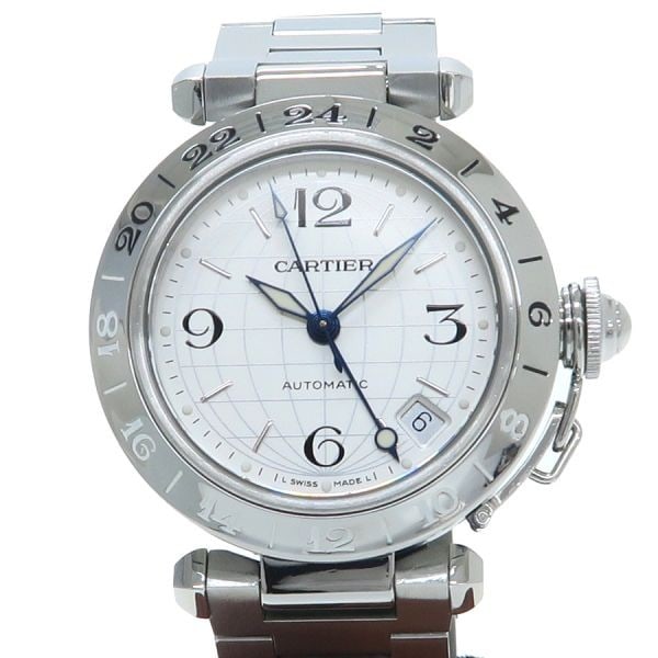 Cartier W31078M7 Pasha C Meridian 35mm GMT Automatic Steel Wristwatch (1 of 9)